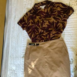 FLORAL BLOUSE WITH KHAKI SKIRT!!